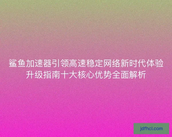 鲨鱼加速器引领高速稳定网络新时代体验升级指南十大核心优势全面解析
