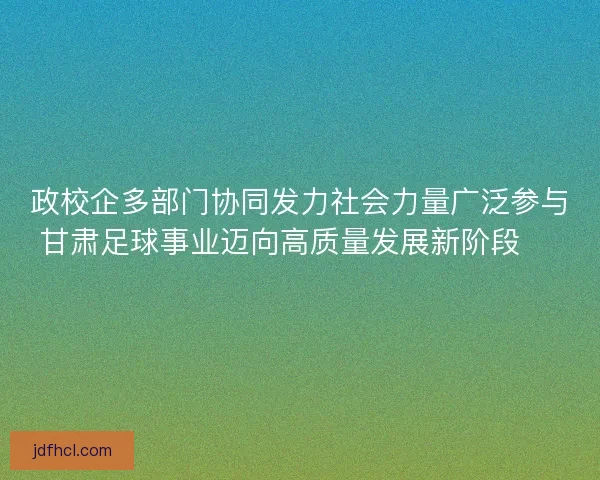 政校企多部门协同发力社会力量广泛参与甘肃足球事业迈向高质量发展新阶段 ⚽️